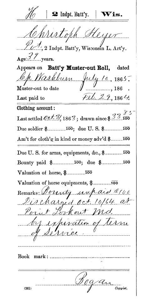 Civil War Muster documents